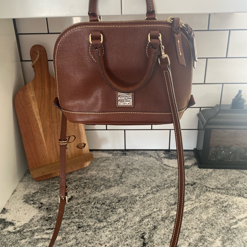 Dooney & Bourke Kirby Bitsy Bag Brown Leather Satchel Crossbody